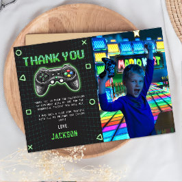 Arcade Game Kids Verjaardag Foto Bedankt Kaart
