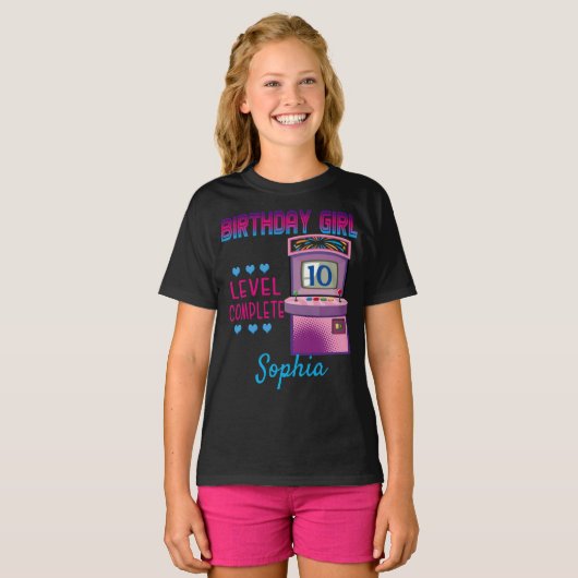 Arcade Game Level Up Birthday Girl T-shirt (Voorkant volledig)