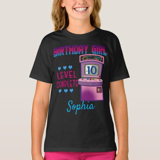 Arcade Game Level Up Birthday Girl T-shirt (Voorkant)