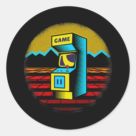 Arcade Game Machine Nostalgia Retro Gamer 80-jaren Ronde Sticker (Voorkant)