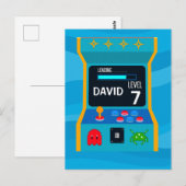 Arcade Game Verjaardag Jongen Party Niveau Omhoog Briefkaart (Voorkant / Achterkant)