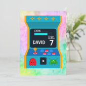 Arcade Game Verjaardag Jongen Party Niveau Omhoog Kaart (Staand voorkant)