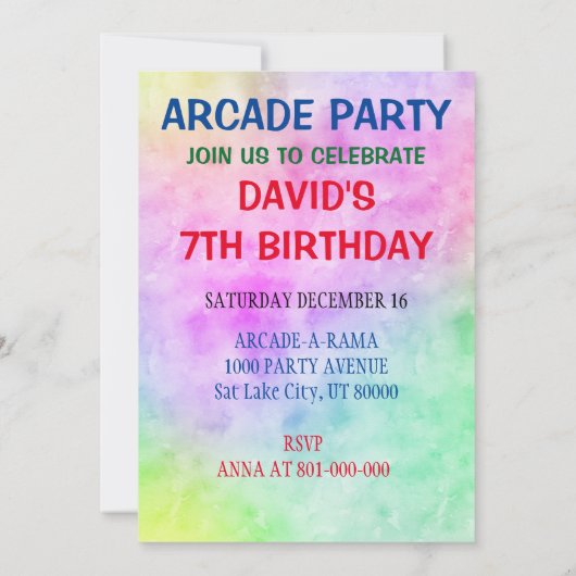 Arcade Game Verjaardag Jongen Party Niveau Omhoog Kaart (Achterkant)