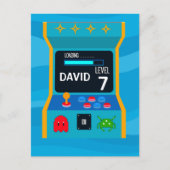 Arcade Game Verjaardagsfeestje Level Omhoog Briefkaart (Voorkant)