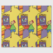 Arcade Gamer Stick Figuur Leuke  videogame Cadeaupapier (Vlak)
