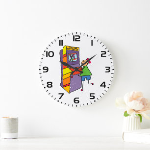 Arcade Gamer Stick Figuur Leuke  videogame Grote Klok