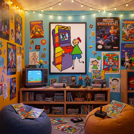 Arcade Gamer Stick Figuur Leuke  videogame Poster