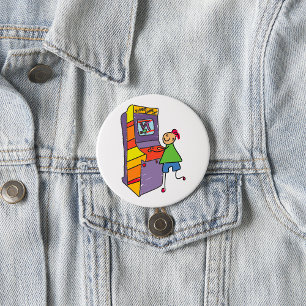 Arcade Gamer Stick Figuur Leuke  videogame Ronde Button 7,6 Cm