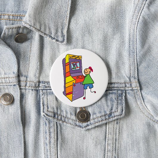 Arcade Gamer Stick Figuur Leuke  videogame Ronde Button 7,6 Cm