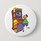 Arcade Gamer Stick Figuur Leuke  videogame Ronde Button 7,6 Cm (Voorkant)