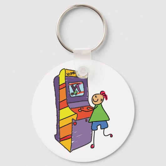 Arcade Gamer Stick Figuur Leuke videogame Sleutelhanger (Voorkant)