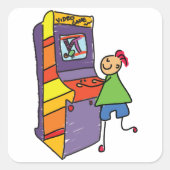 Arcade Gamer Stick Figuur Leuke videogame Vierkante Sticker (Voorkant)
