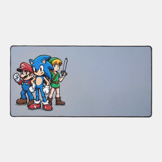 Arcade Heroes Desk Mat - Retro Pixel Art (Voorkant)