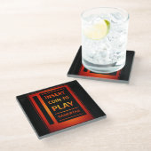 Arcade “Insert Coin to Play” Custom Name Coaster Glazen Onderzetter (Schuin)
