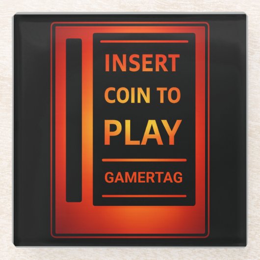 Arcade “Insert Coin to Play” Custom Name Coaster Glazen Onderzetter (Voorkant)