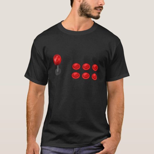Arcade Joystick 6 Button 1990 Video Game C T-shirt (Voorkant)