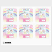 Arcade Meisje Verjaardag Schattige Roze Klauw Mach Vierkante Sticker (Vel)