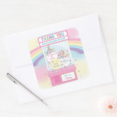 Arcade Meisje Verjaardag Schattige Roze Klauw Mach Vierkante Sticker (Envelop)