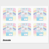 Arcade Meisje Verjaardag Schattigee Blauwe Klauwma Vierkante Sticker (Vel)