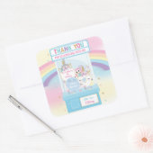 Arcade Meisje Verjaardag Schattigee Blauwe Klauwma Vierkante Sticker (Envelop)