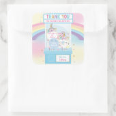 Arcade Meisje Verjaardag Schattigee Blauwe Klauwma Vierkante Sticker (Tas)