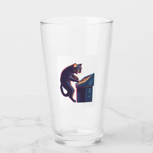 Arcade Meowster � Nostalgic Gamer Cat Glas (Voorkant)