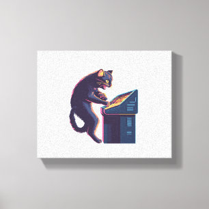 Arcade Meowster – Nostalgische gamer kat Canvas Afdruk