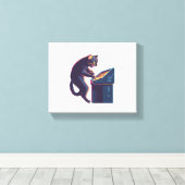 Arcade Meowster – Nostalgische gamer kat Canvas Afdruk (Insitu (Houten vloer))