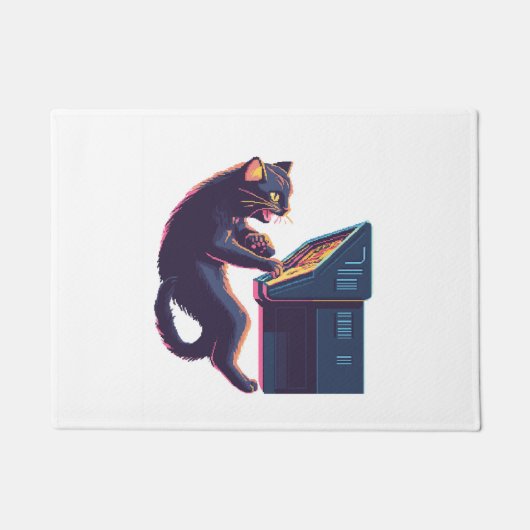Arcade Meowster � Nostalgische Gamer Kat Deurmat (Voorkant)