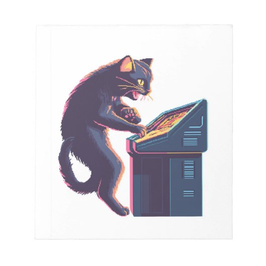 Arcade Meowster � Nostalgische Gamer Kat Notitieblok (Voorkant)