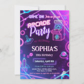 Arcade Neon Glow verjaardagsfeestje Kaart (Voorkant)