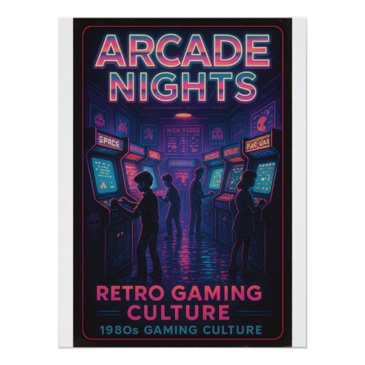 Arcade Nights - Retro Gaming Cultuur Perfect Poster (Voorkant)