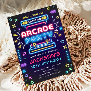 Arcade Party Glow Neon-videogame op de verjaardag  Kaart