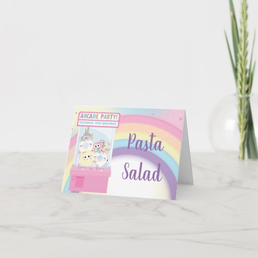 Arcade Pink Claw Machine Verjaardags Voedsel Tent  Bedankkaart (Voorkant)