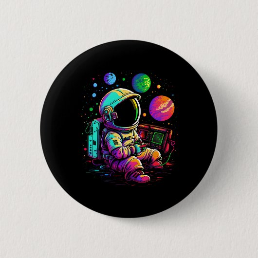 Arcade Planets Universe Gaming Astronaut Ronde Button 5,7 Cm (Voorkant)