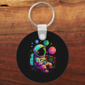 Arcade Planets Universe Gaming Astronaut Sleutelhanger (Voorkant)