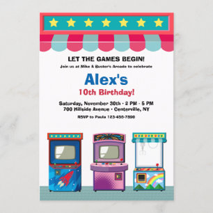 Arcade Room Birthday Party Kaart