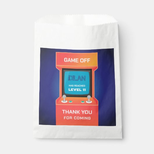 Arcade-verjaardag, gamer-verjaardagsuitnodiging bedankzakje (Voorkant)