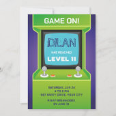 Arcade-verjaardag, gamer-verjaardagsuitnodiging, g kaart (Voorkant)