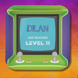 Arcade-verjaardag, gamer-verjaardagsuitnodiging papieren bordje