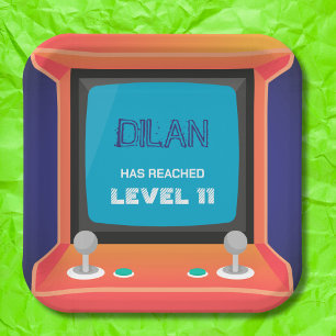 Arcade-verjaardag, gamer-verjaardagsuitnodiging papieren bordje