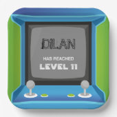 Arcade-verjaardag, gamer-verjaardagsuitnodiging papieren bordje (Voorkant)