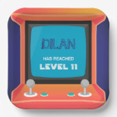 Arcade-verjaardag, gamer-verjaardagsuitnodiging papieren bordje (Voorkant)