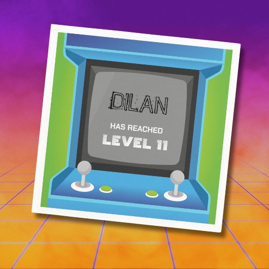 Arcade-verjaardag, gamer-verjaardagsuitnodiging servet