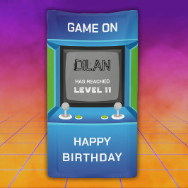 Arcade-verjaardag, gamer-verjaardagsuitnodiging spandoek