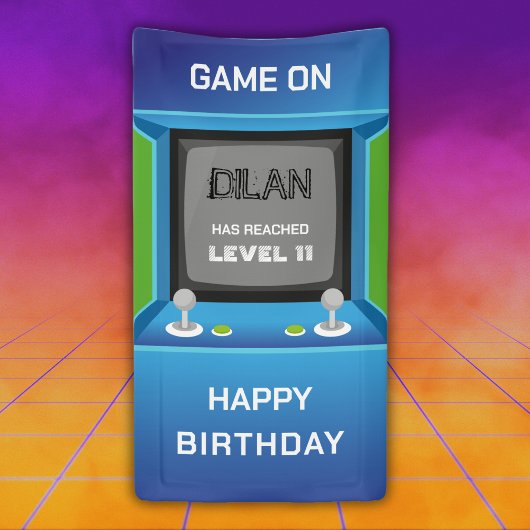 Arcade-verjaardag, gamer-verjaardagsuitnodiging spandoek