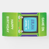 Arcade-verjaardag, gamer-verjaardagsuitnodiging spandoek (Horizontaal)