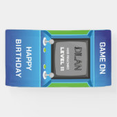 Arcade-verjaardag, gamer-verjaardagsuitnodiging spandoek (Horizontaal)