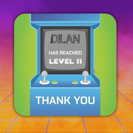 Arcade-verjaardag, gamer-verjaardagsuitnodiging vierkante sticker