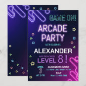 Arcade Verjaardag Uitnodiging Gamer Uitnodiging Ga (Voorkant / Achterkant)